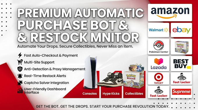 develop a high speed checkout  and auto purchase bot