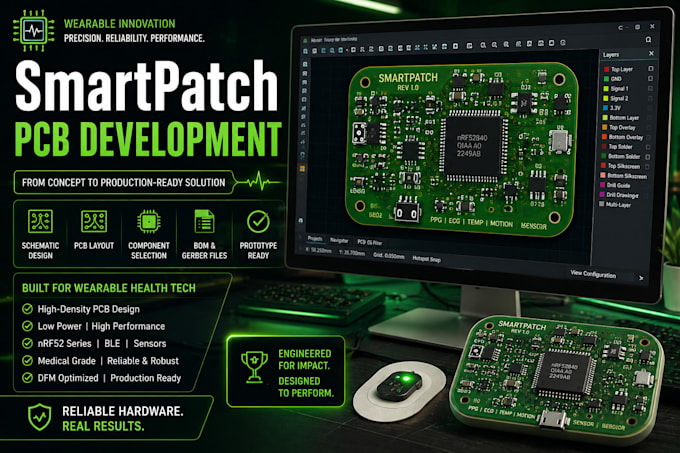 develop smartpatch pcb using altium, kicad, and eda