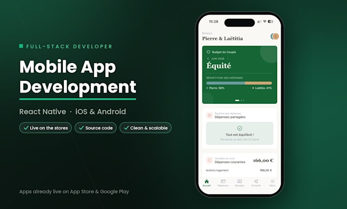 develop a mobile app with react native for ios and android