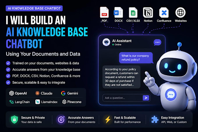 build an ai knowledge base chatbot using your  data