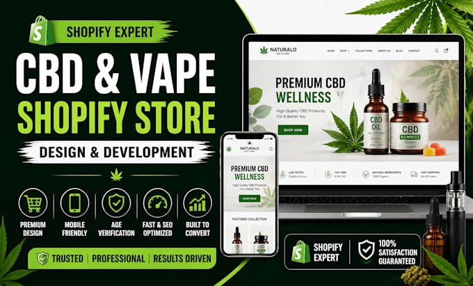 create a premium shopify website for cbd and vape brands