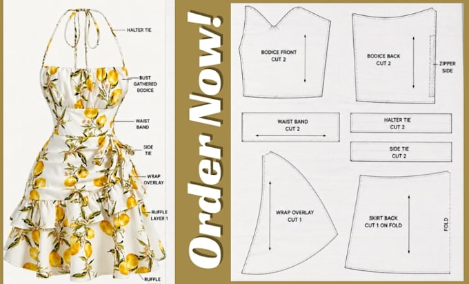 write step by step sewing instruction, pattern maker, tech pack for womens wear