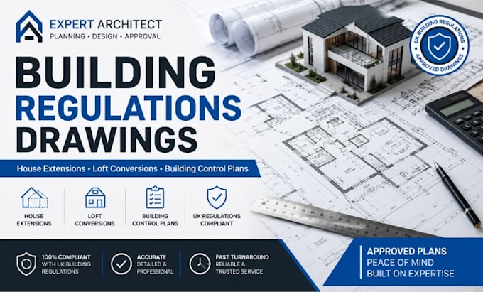 create uk building regulations drawing and approval  plans