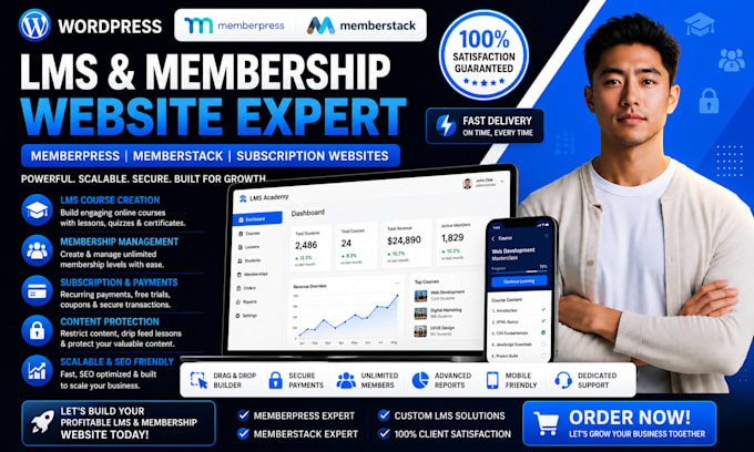 wordpress lms membership website memberpress subscription website memberstack