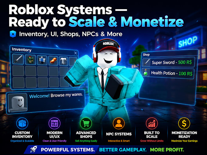 make and script professional roblox systems for your game