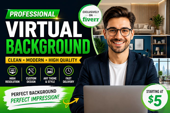 create professional virtual backgrounds for zoom, teams and meetings