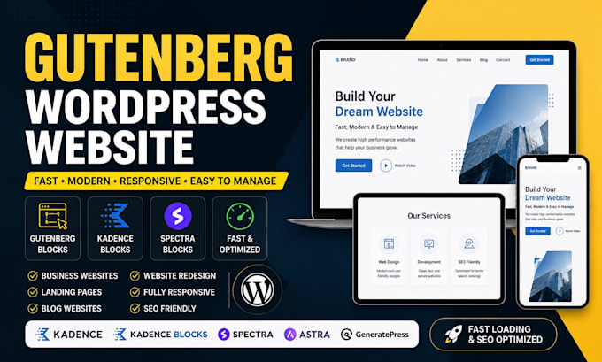 create gutenberg wordpress website using gutenberg blocks spectra or kadence