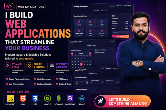 develop a custom web application with booking and pos system