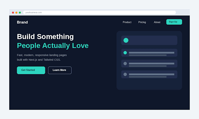 design a modern nextjs landing page