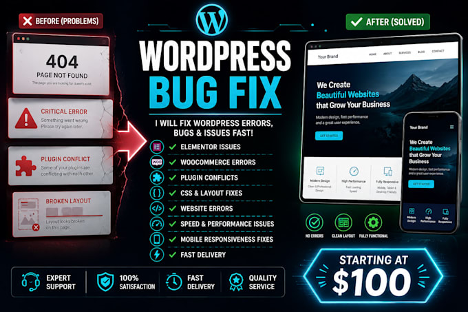 fix wordpress website bugs and errors