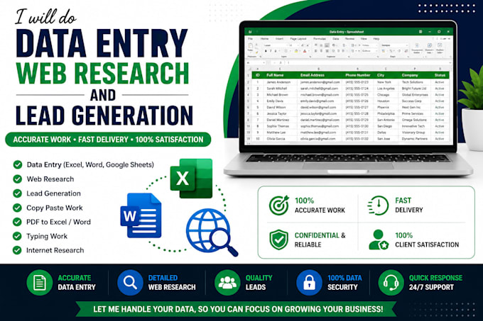 do data entry, web research, copy paste and excel data entry