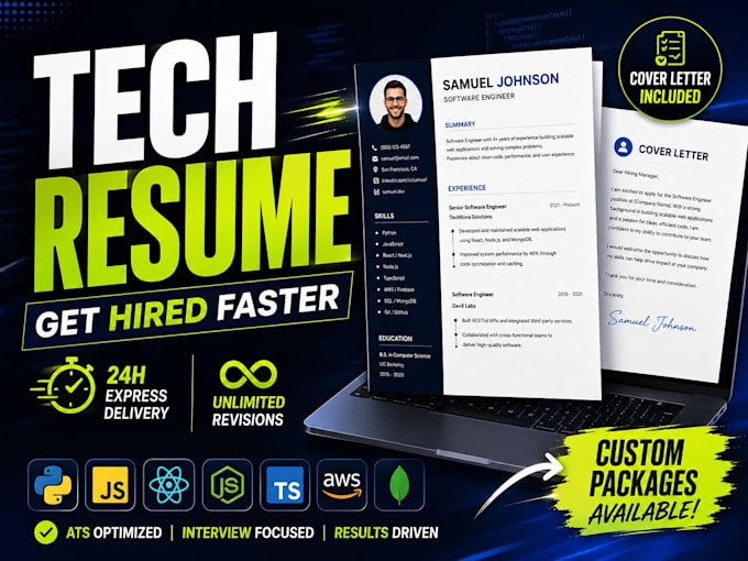 write ats resume and premium cover letter for tech roles