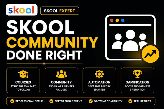 setup skool community, course creation and community management
