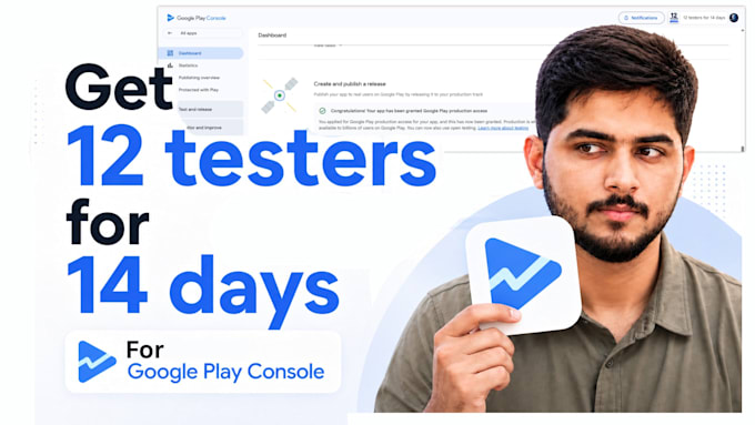 provide 12 testers for your google play console closed testing with answers