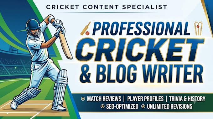 write engaging cricket and sports articles or blog posts