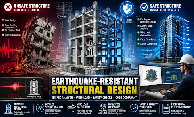 deliver earthquake resistant structural design with seismic analysis wind load