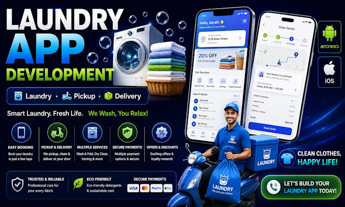 best laundry app, laundry delivery app, dry cleaning , erp