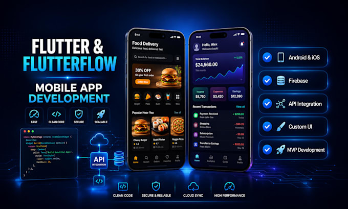 do flutterflow and flutter mobile app development with firebase API integration