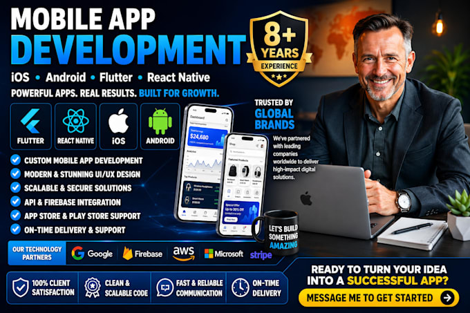 do mobile app development, ios app, android app,flutter app and react native app