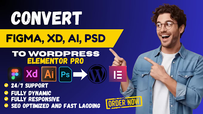 convert figma to wordpress, figma to wordpress, PSD, xd to wordpress elementor
