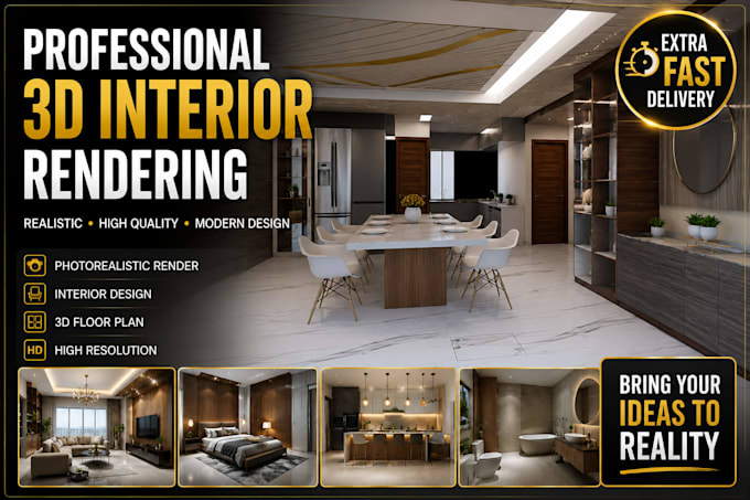 create photorealistic 3d interior rendering
