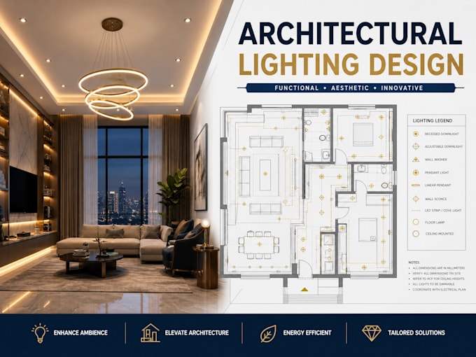 create interior, exterior and architectural lighting, design with 3d rendering