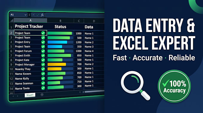 perform expert data entry, market research ,excel data cleaning