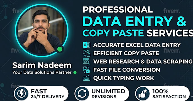 do professional data entry, copy paste and web research work