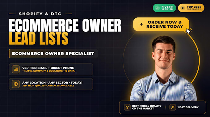 build a shopify store owner email list verified for good price