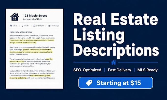 write real estate listing descriptions
