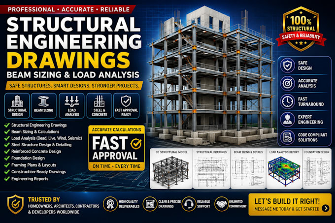 create structural engineering drawings beam sizing and load analysis