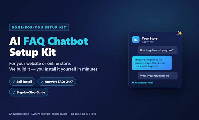create an ai faq chatbot setup kit for your website or store