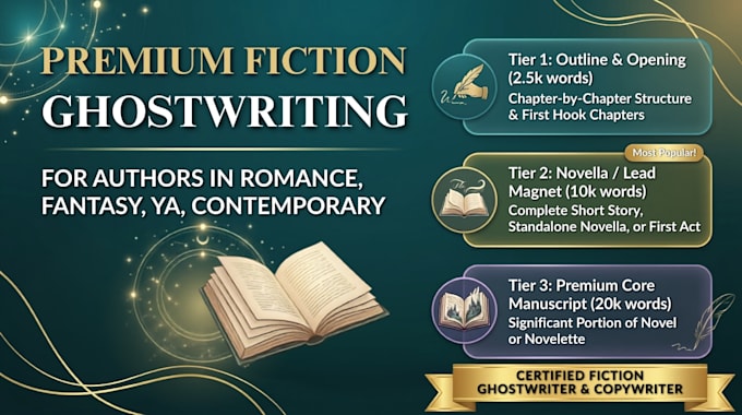 ghostwrite your romance fantasy or ya fiction novel
