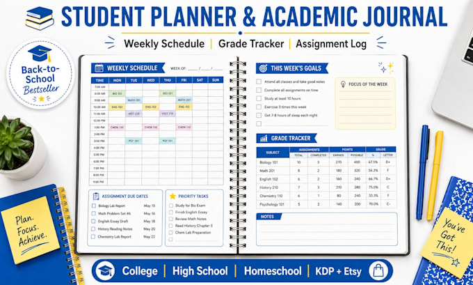 design academic planner and student journal