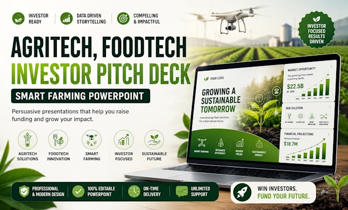 do agritech, foodtech investor pitch deck, smart farming powerpoint