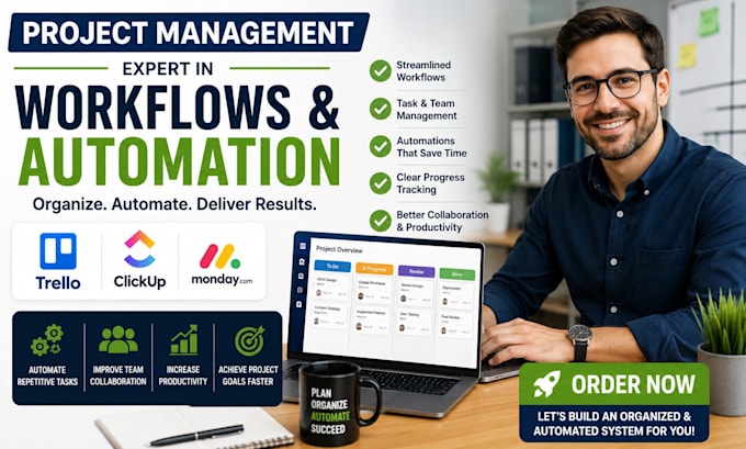 do project management for trello clickup monday com workflows and automation