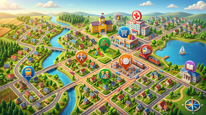 create real estate map, property map, subdivision map, location map and site map