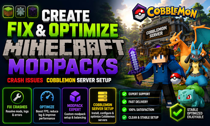create fix and optimize minecraft modpacks, crash issues, cobblemon server setup