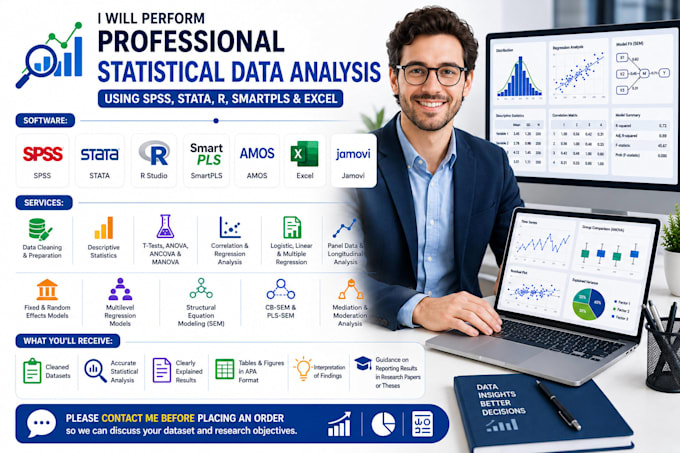 do data analysis with spss, amos, smartpls, stata, or, r