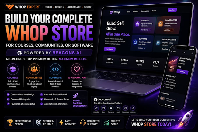 build your complete whop store for courses, communities, or software beacons ai