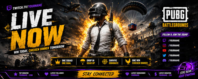 create modern twitch live stream banners