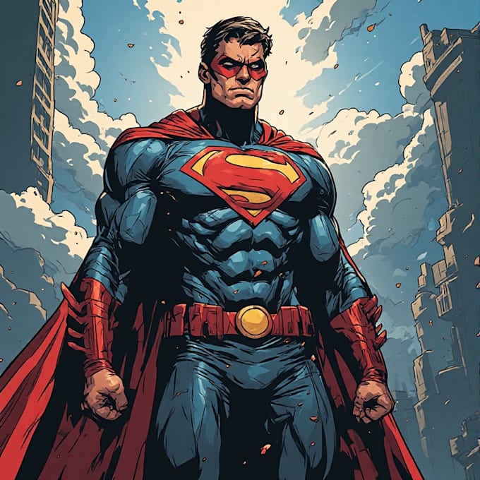 do a superhero comic illustration