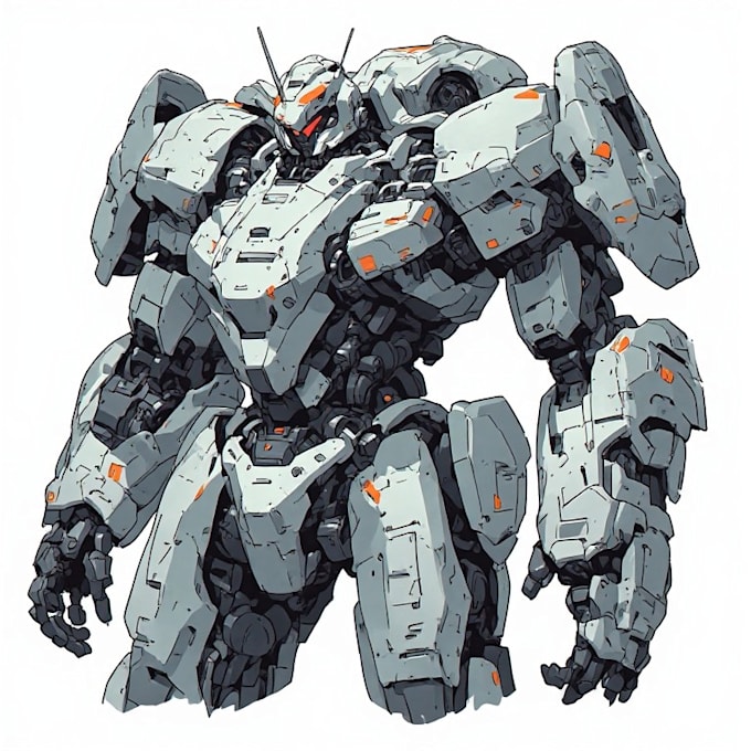 make anime style mecha robot illustrations