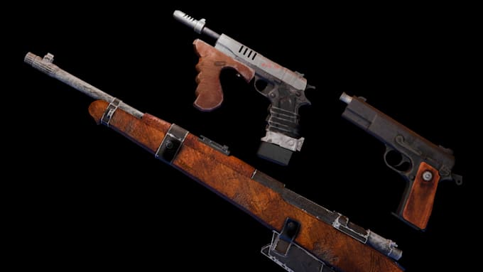 create game ready 3d weapons with pbr textures