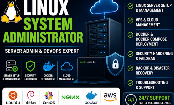 be your linux system administrator and server admin