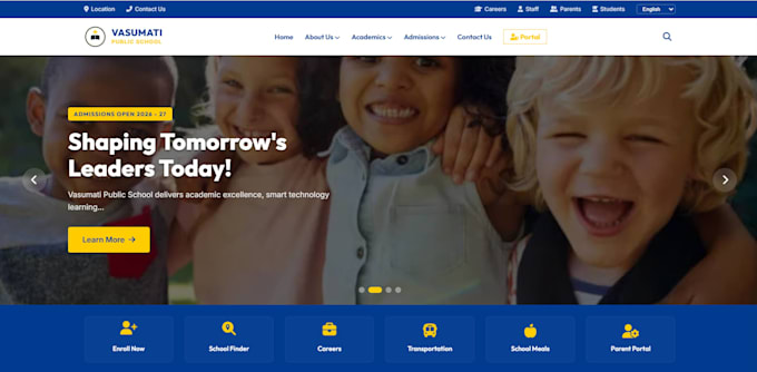 design and develop a modern responsive school website