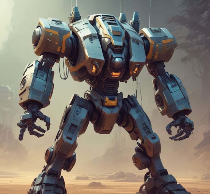 illustrate high quality futuristic mecha designs
