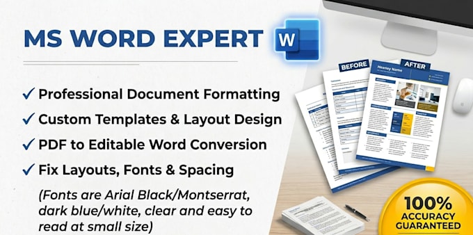 do ms word formatting, research, report layout design