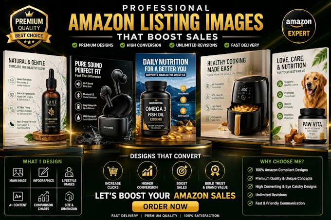 design premium amazon listing images, product infographic and a plus conten