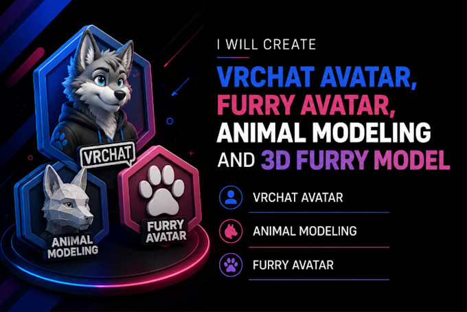 create live 2d vtuber, vrchat avatar, furry avatar, animal modeling and 3d furry